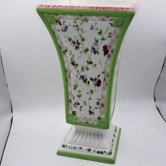 Laura Ashley Ceramic Floral Painted Flower Vase - Picture 1 of 10